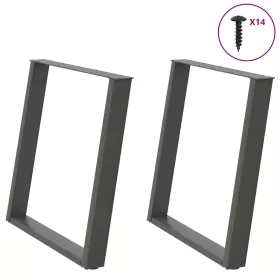   2 db antracitszürke, U alakú acél étkezőasztal láb 80 x (72-73) cm