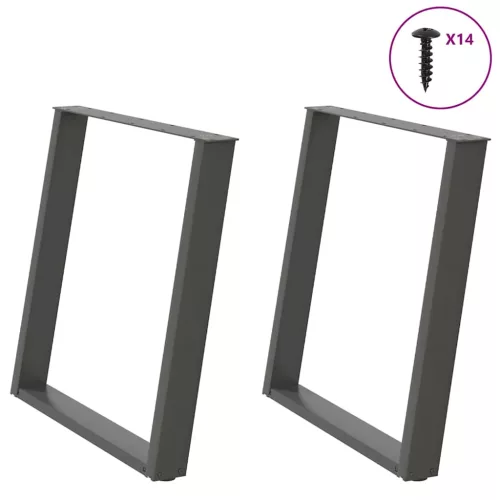  2 db antracitszürke, U alakú acél étkezőasztal láb 80 x (72-73) cm