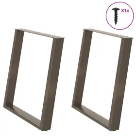   2 db U alakú étkezőasztal láb natúr acél 80x(72-73) cm