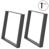  2 db antracitszürke, U alakú acél étkezőasztal láb 90 x (72-73) cm