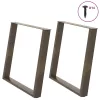  2 db U alakú étkezőasztal láb natúr acélból 90 x (72-73) cm
