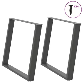    2 db antracitszürke, U alakú étkezőasztal láb 100 x (72-73) cm acél