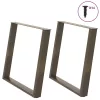  2 db U alakú étkezőasztal láb natúr acélból 100 x (72-73) cm acél