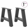 2 db antracitszürke A-alakú acél dohányzóasztal láb 40x(30-31) cm
