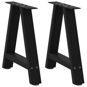    2 db fekete, A-alakú acél dohányzóasztal láb 50 x (42-43) cm