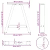  2 db A-alakú dohányzóasztal láb 50x(42-43) cm acél dohányzóasztal láb