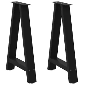   2 db fekete A-alakú acél étkezőasztal láb 50 x (72-73) cm