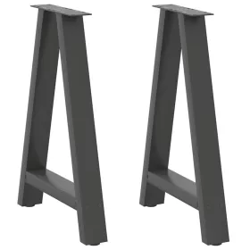    2 db antracitszürke A-alakú acél étkezőasztal láb 50x(72-73) cm