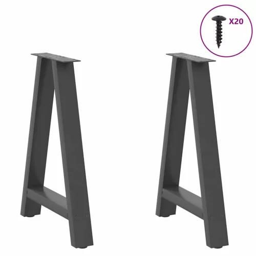  2 db antracitszürke A-alakú acél étkezőasztal láb 50x(72-73) cm