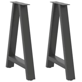    2 db antracitszürke A-alakú étkezőasztal láb 60x(72-73) cm acél étkezőasztal láb