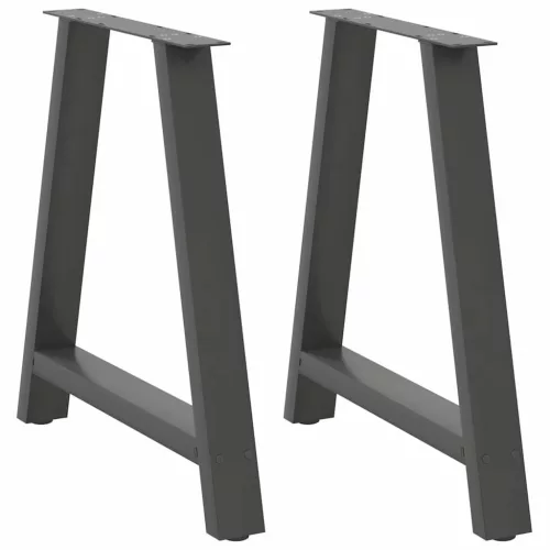  2 db antracitszürke A-alakú étkezőasztal láb 70x(72-73) cm acél étkezőasztal láb