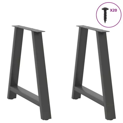  2 db antracitszürke A-alakú étkezőasztal láb 70x(72-73) cm acél étkezőasztal láb