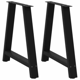    2 db A-alakú étkezőasztal láb fekete 80x(72-73) cm acél étkezőasztal láb