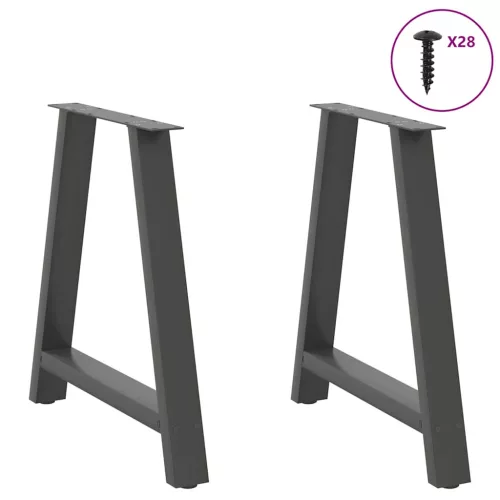  2 db antracitszürke A-alakú acél étkezőasztal láb 80x(72-73) cm