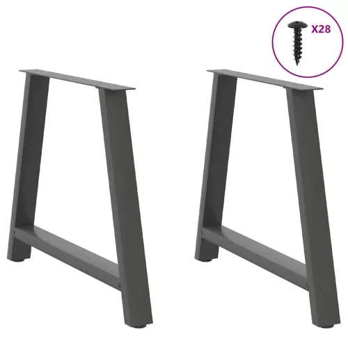  2 db antracitszürke A-alakú étkezőasztal láb 100 x (72-73) cm acél étkezőasztal láb