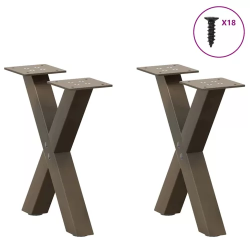 2 db X alakú natúr acél dohányzóasztal láb 30x(30-31) cm