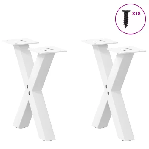  2 db fehér, X alakú acél dohányzóasztal láb 37 x (30-31) cm