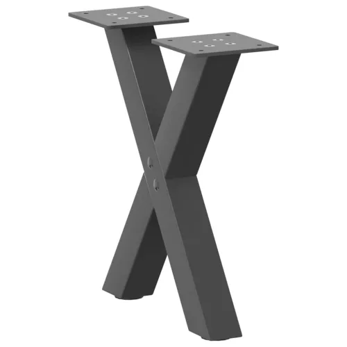  2 db antracitszürke X-alakú acél dohányzóasztal láb 37x(30-31) cm