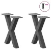  2 db antracitszürke X-alakú acél dohányzóasztal láb 37x(30-31) cm