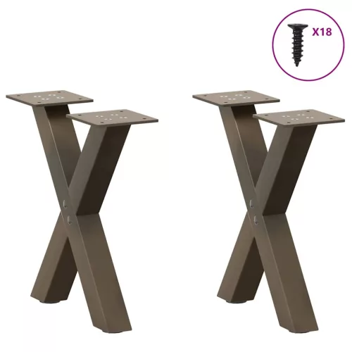  2 db X alakú natúr acél dohányzóasztal láb 37x(30-31) cm