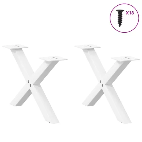  2 db fehér, X alakú acél dohányzóasztal láb 50 x (30-31) cm