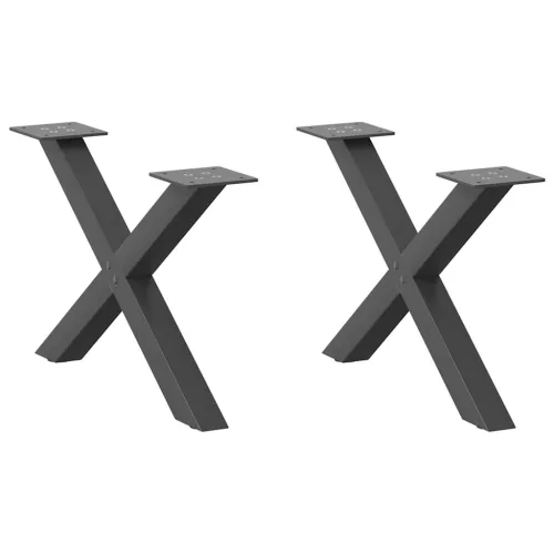  2 db antracitszürke X-alakú acél dohányzóasztal láb 50x(30-31) cm