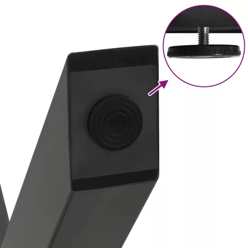  2 db antracitszürke X-alakú acél dohányzóasztal láb 50x(30-31) cm