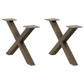    2 db X alakú natúr acél dohányzóasztal láb 50x(30-31) cm