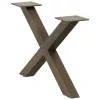  2 db X alakú natúr acél dohányzóasztal láb 50x(30-31) cm