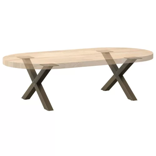  2 db X alakú natúr acél dohányzóasztal láb 50x(30-31) cm