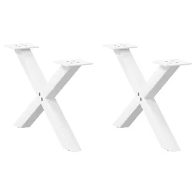    2 db fehér, X alakú acél dohányzóasztal láb 60 x (30-31) cm