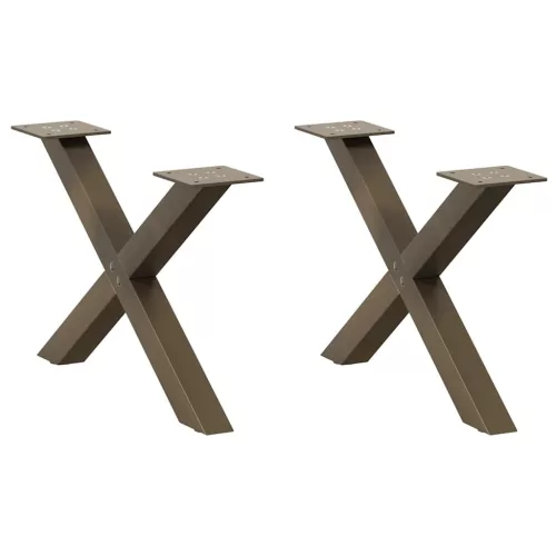  2 db X alakú natúr acél dohányzóasztal láb 60 x (30-31) cm