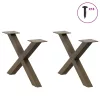  2 db X alakú natúr acél dohányzóasztal láb 60 x (30-31) cm