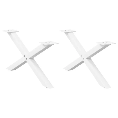  2 db fehér, X alakú dohányzóasztal láb 70 x (30-31) cm acél