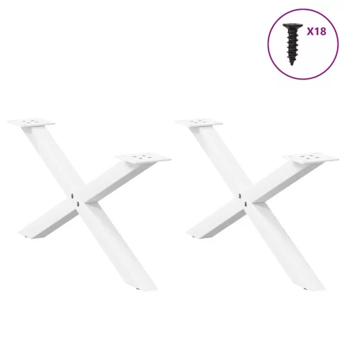  2 db fehér, X alakú dohányzóasztal láb 70 x (30-31) cm acél
