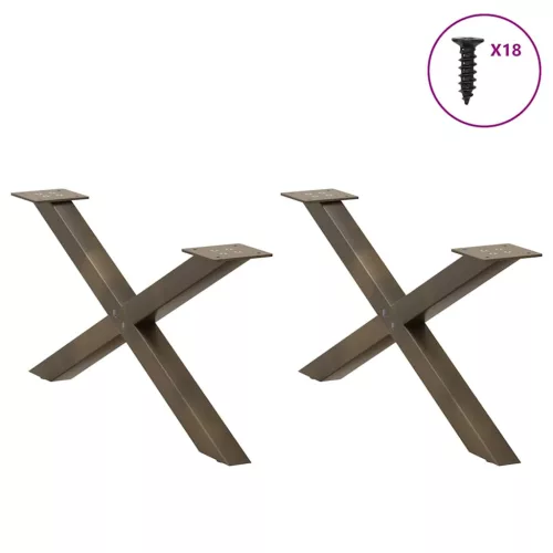  2 db X alakú natúr acél dohányzóasztal láb 70x(30-31) cm