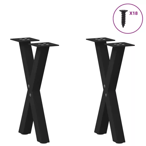  2 db fekete, X alakú acél dohányzóasztal láb 28 x (42-43) cm