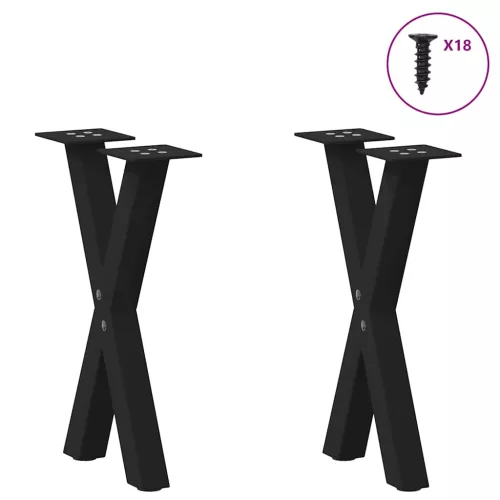  2 db fekete, X alakú acél dohányzóasztal láb 38 x (42-43) cm