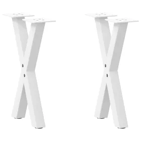    2 db fehér, X alakú dohányzóasztal láb, 38 x (42-43) cm, acél