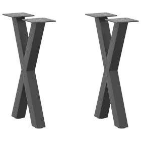    2 db antracitszürke X-alakú acél dohányzóasztal láb 38x(42-43) cm