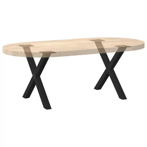 2 db fekete, X alakú acél dohányzóasztal láb 50 x (42-43) cm