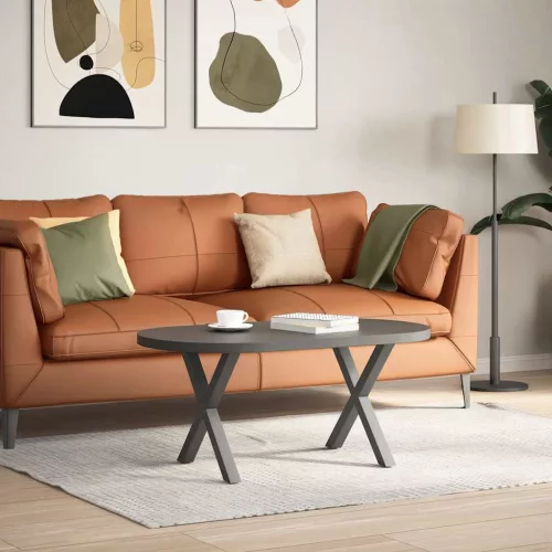  2 db antracitszürke X-alakú acél dohányzóasztal láb 50x(42-43) cm