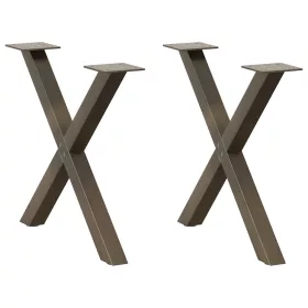    2 db X alakú natúr acél dohányzóasztal láb 50 x (42-43) cm