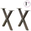  2 db X alakú natúr acél dohányzóasztal láb 50 x (42-43) cm