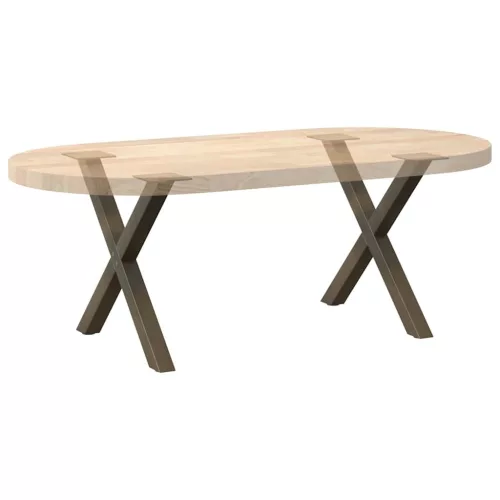  2 db X alakú natúr acél dohányzóasztal láb 50 x (42-43) cm