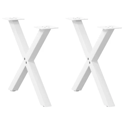  2 db fehér, X alakú acél dohányzóasztal láb 60 x (42-43) cm