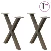  2 db X alakú natúr acél dohányzóasztal láb 60 x (42-43) cm