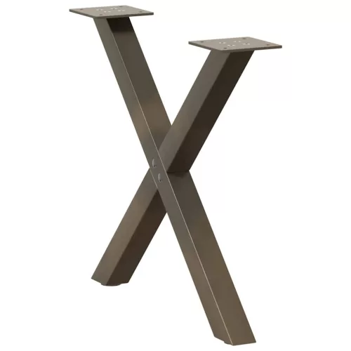  2 db X alakú natúr acél dohányzóasztal láb 60 x (42-43) cm