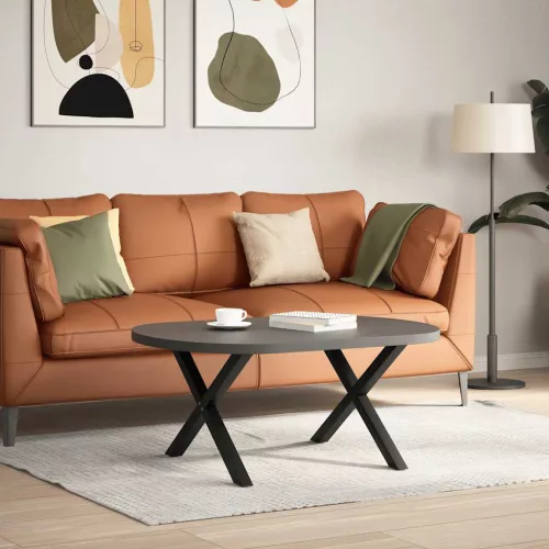  2 db fekete, X alakú acél dohányzóasztal láb 70 x (42-43) cm