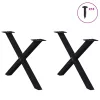  2 db fekete, X alakú acél dohányzóasztal láb 70 x (42-43) cm